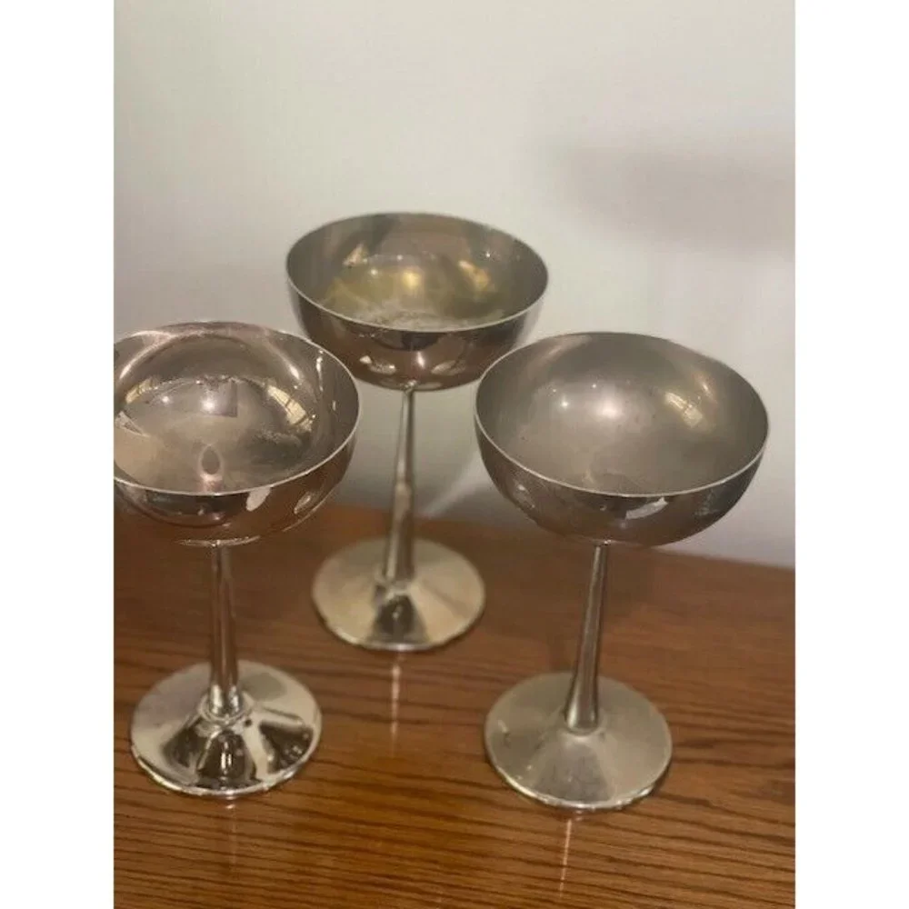 Set 3 Raimond Spain Silver Plated Cups Wine Champagne Goblet Chalices Long Stem - Picture 3 of 7